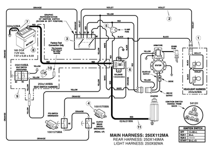 Electrical System Diagram and Parts List for 7800281-405628X51 2008 Briggs and Stratton Lawn Tractor